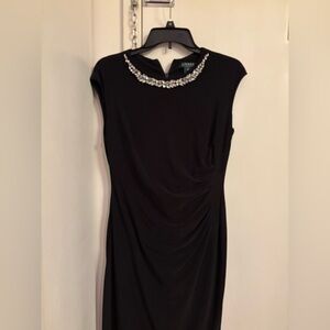 Ralph Lauren Black Dress with Crystal Neckline